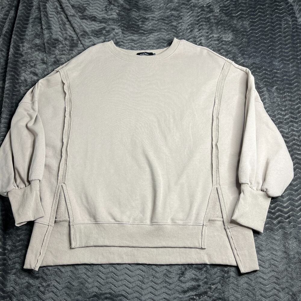 TRENDY QUEEN Side Slit Slouchy Fit beige size XL